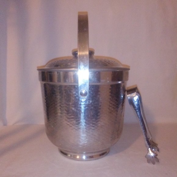 MCM Hammered Metal Ice Bucket: (3) Piece Set. Imported. Vintage - Picture 2 of 9